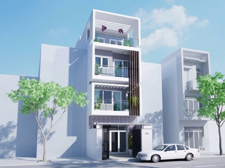 Nhà mái bằng 4 tầng. (Ảnh minh họa: AI)