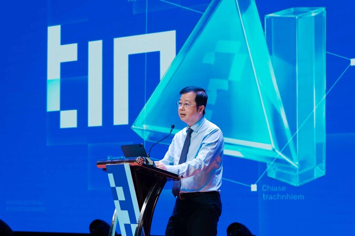 Tổng Giám đốc VTV Nguyễn Thanh Lâm phát biểu tại buổi lễ. (Ảnh: A05)