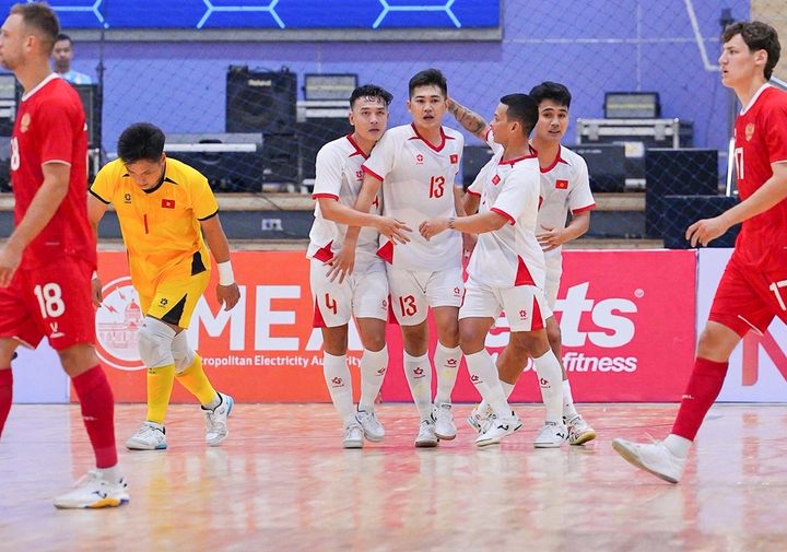 Đội tuyển futsal Việt Nam cầm hoà Nga 2-2. (Ảnh: VFF)