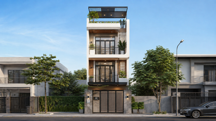 Nhà phố 3 tầng phổ biến ở đô thị. (Ảnh minh họa: AI)