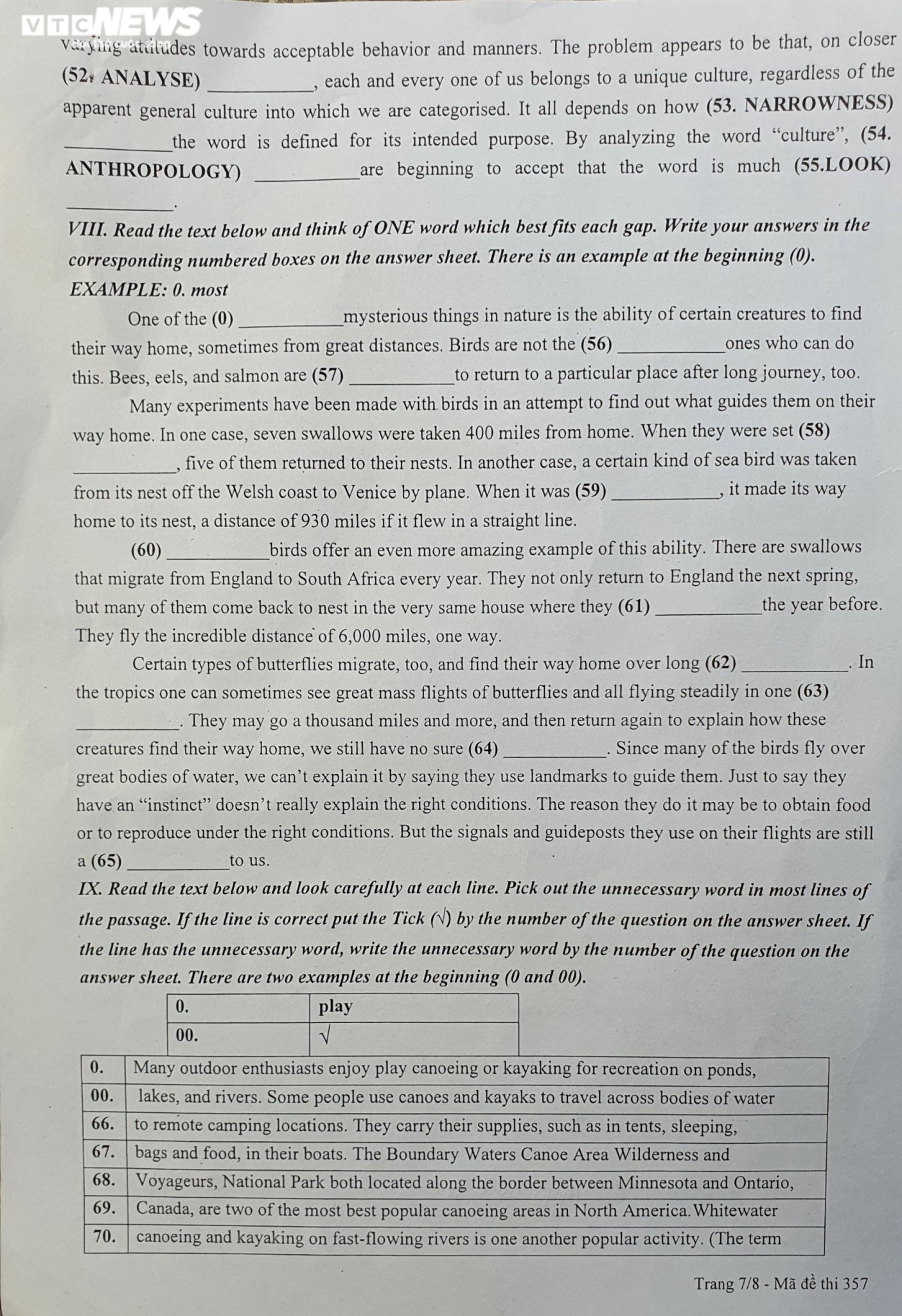 Đề thi tiếng Anh vào lớp 10 trường THPT chuyên Sư phạm - 7