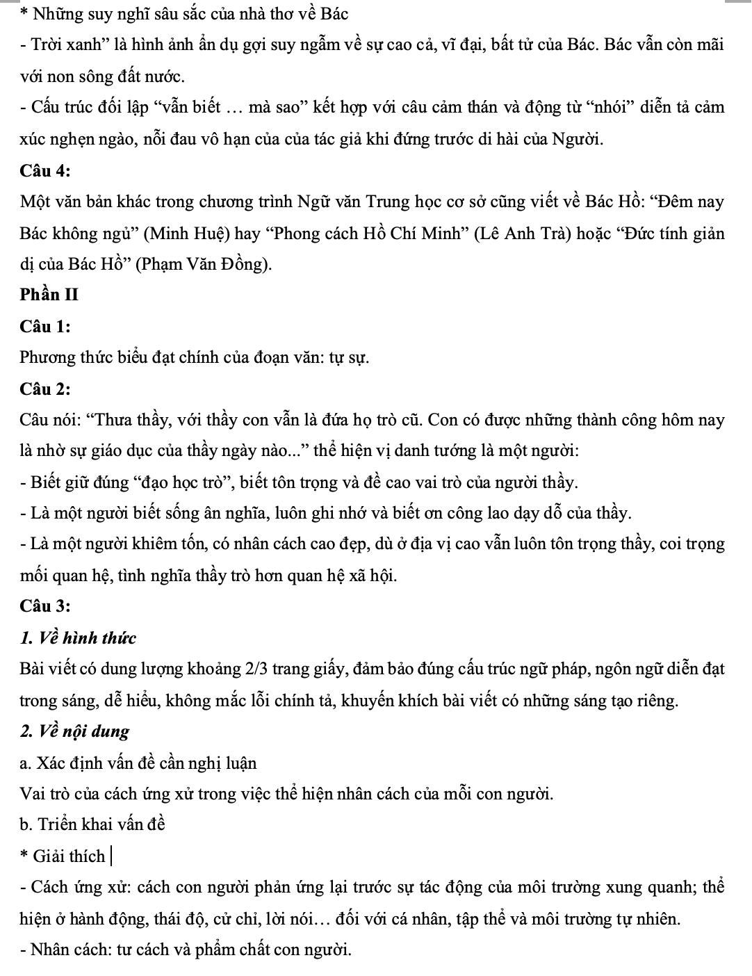 Gợi ý đáp án đề Văn vào lớp 10 công lập Hà Nội - 2