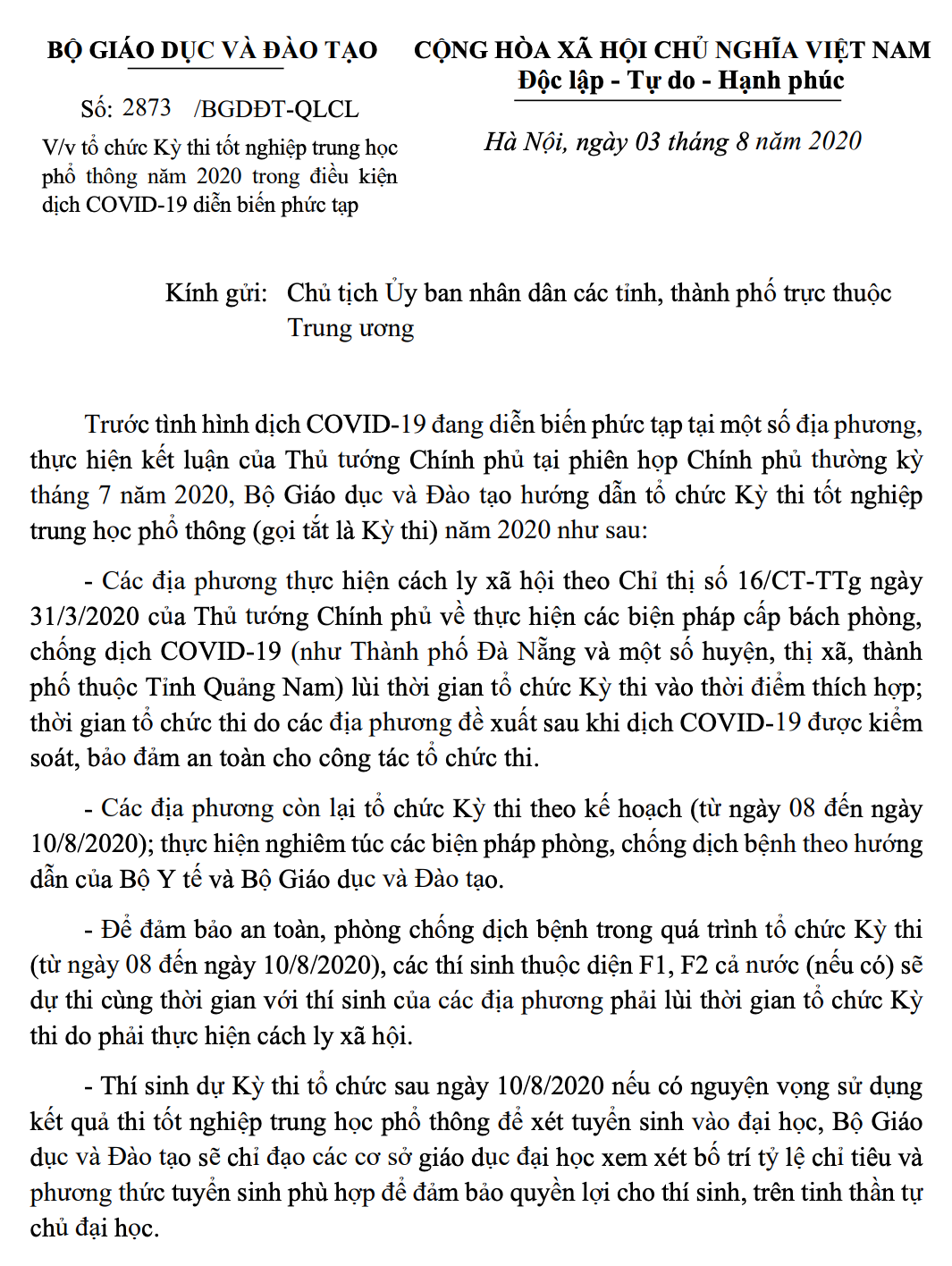 Bộ GD&ĐT quyết định lùi thời gian thi THPT với thí sinh Đà Nẵng, Quảng Nam - 1