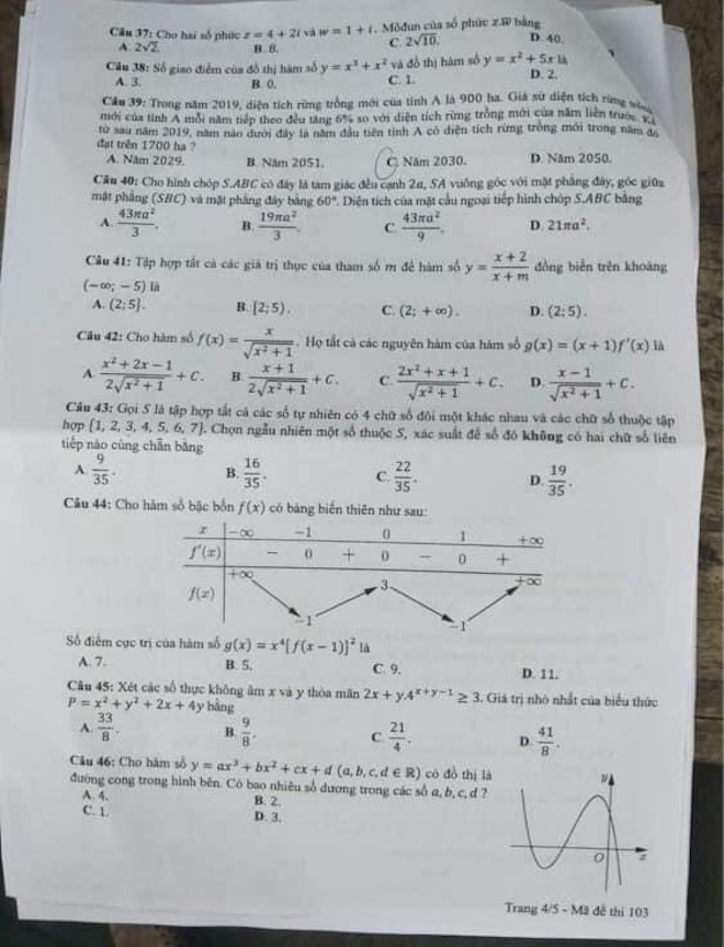 Mã đề 103 đề thi tốt nghiệp THPT môn Toán - 4