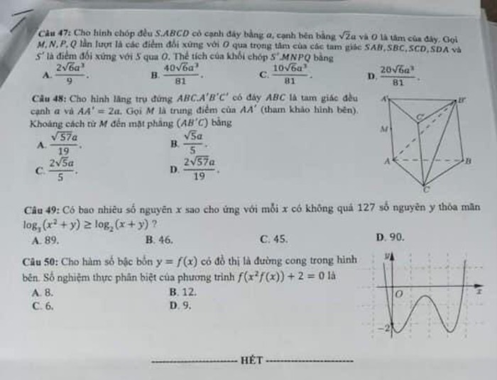 Mã đề 103 đề thi tốt nghiệp THPT môn Toán - 5
