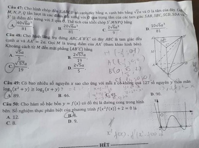 Đề thi tốt nghiệp THPT môn Toán mã đề 111 - 5