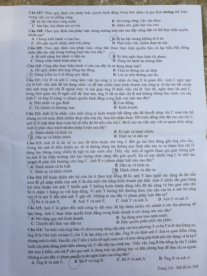 Đề Giáo dục công dân thi tốt nghiệp THPT 2020 đợt 2 - 3