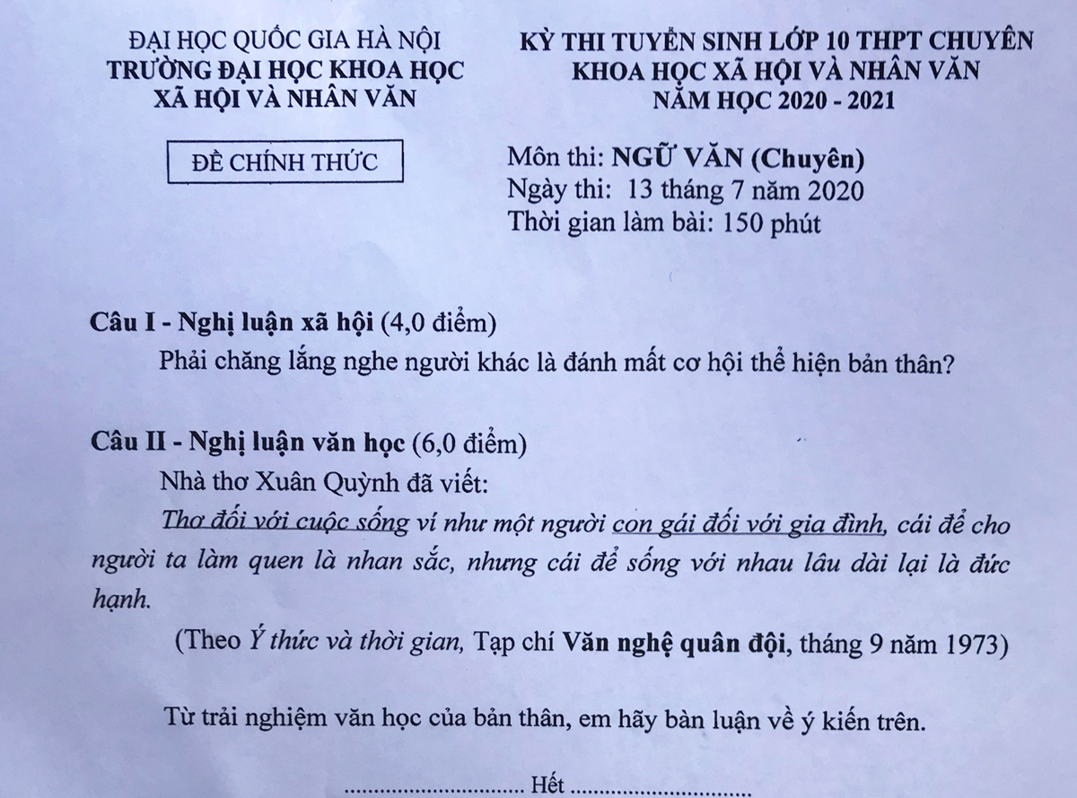 Những đề thi Văn từng gây tranh cãi nảy lửa - 3