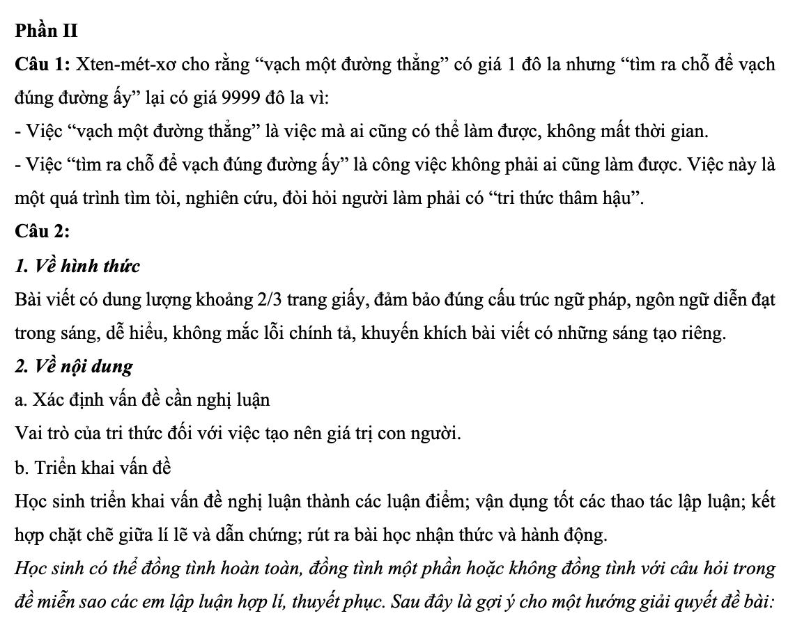 Gợi ý đáp án đề Văn vào lớp 10 công lập Hà Nội - 3