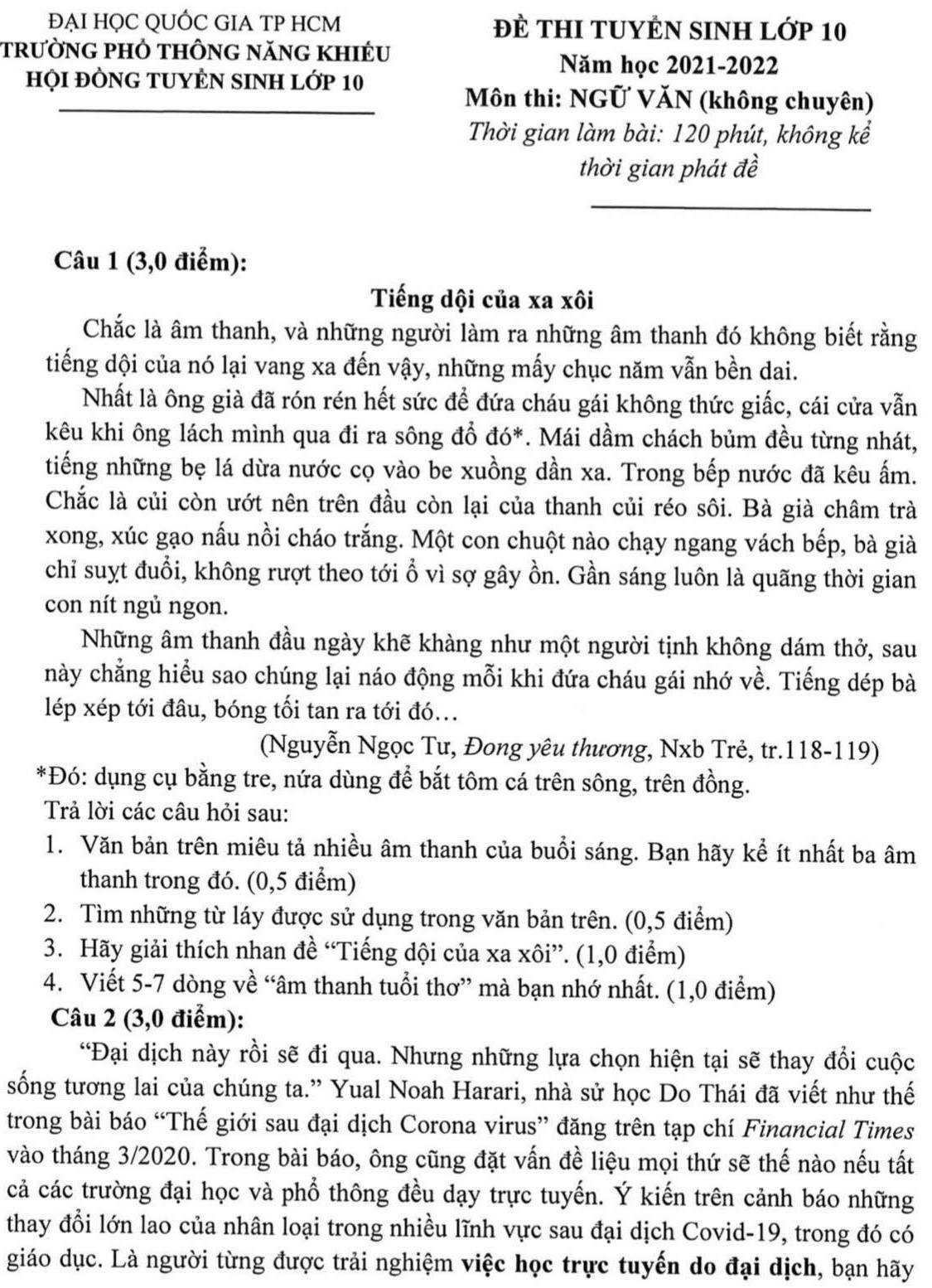 Đề thi vào trường Phổ thông năng khiếu TP.HCM năm 2021 có gì đặc biệt? - 2