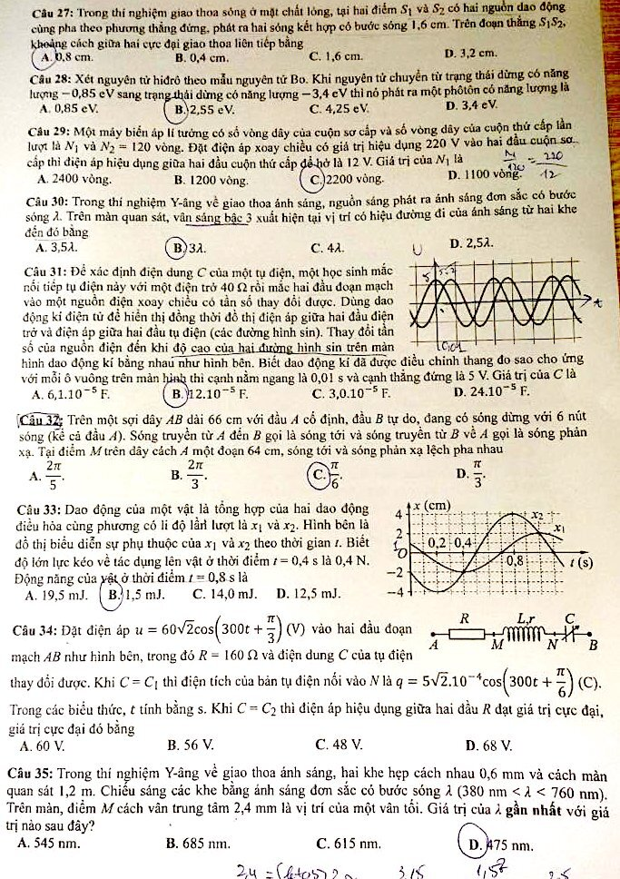Đáp án môn Vật lý thi tốt nghiệp THPT 2021 đợt 1 - 4