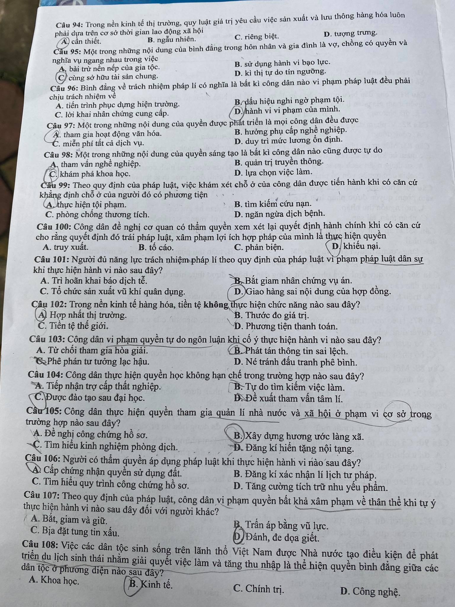 Đáp án môn Giáo dục công dân thi tốt nghiệp THPT 2021 đợt 1 - 3