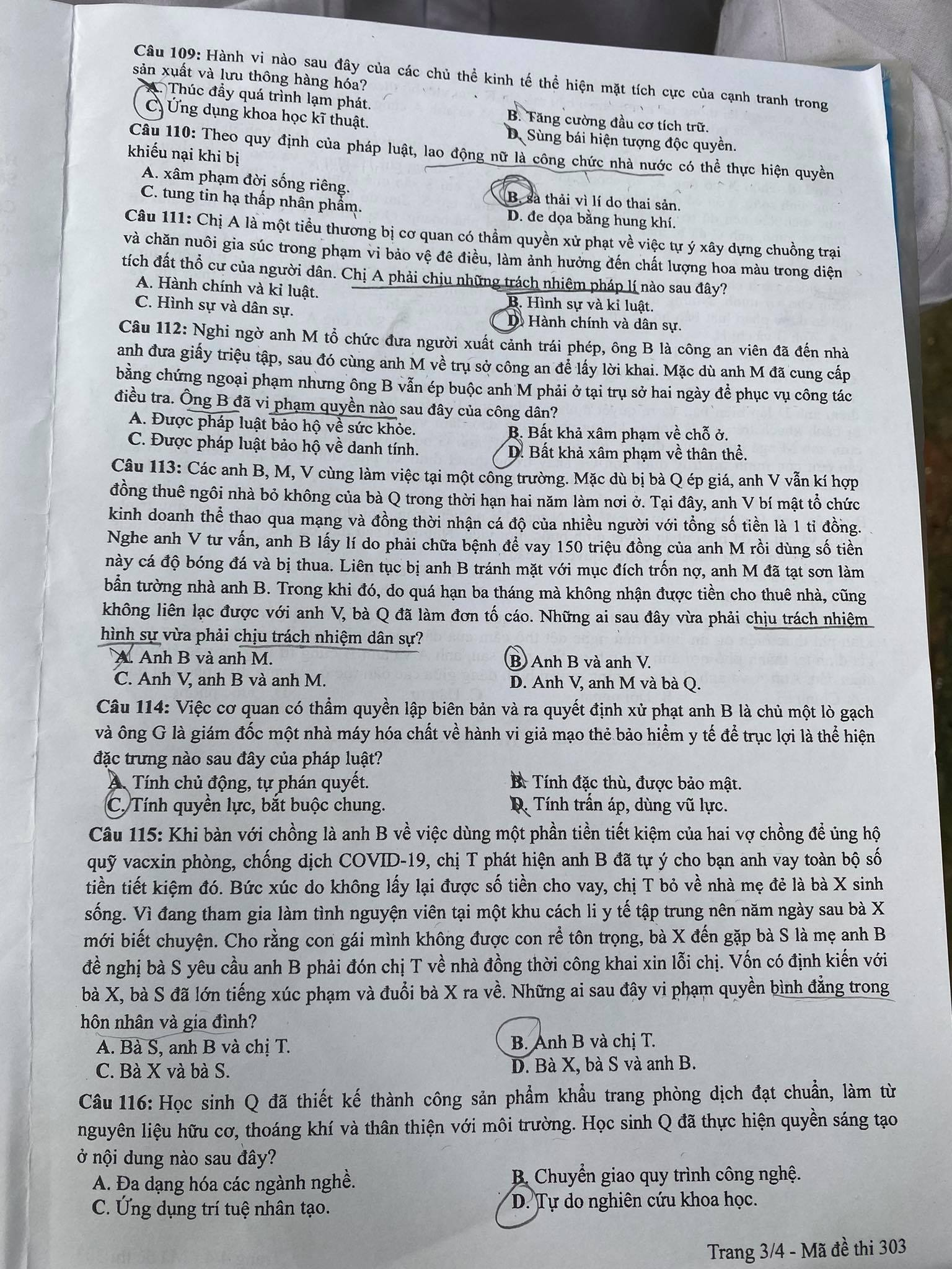Đáp án môn Giáo dục công dân thi tốt nghiệp THPT 2021 đợt 1 - 4