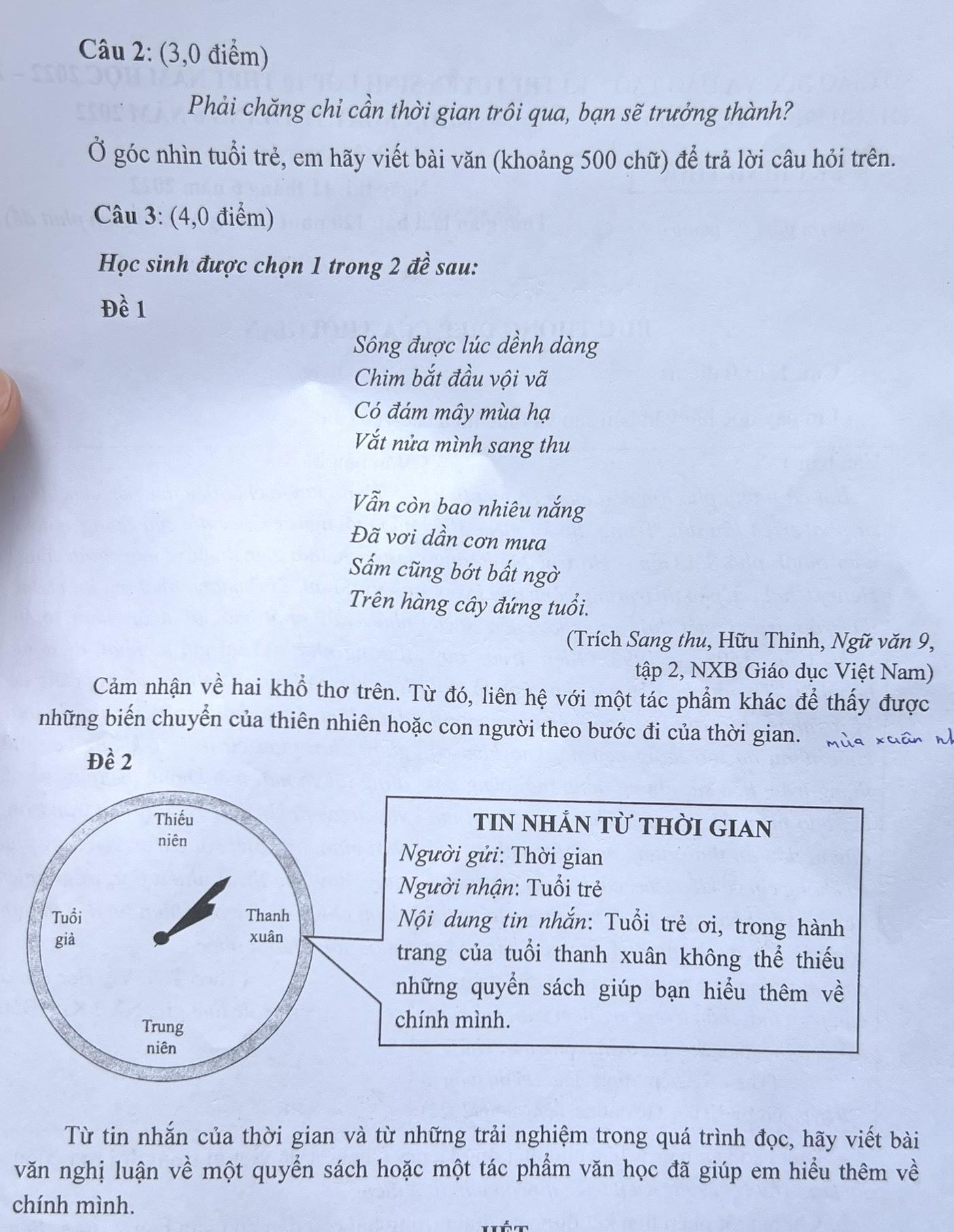 Đề Văn vào lớp 10 công lập ở TP.HCM bàn về sự trưởng thành - 2