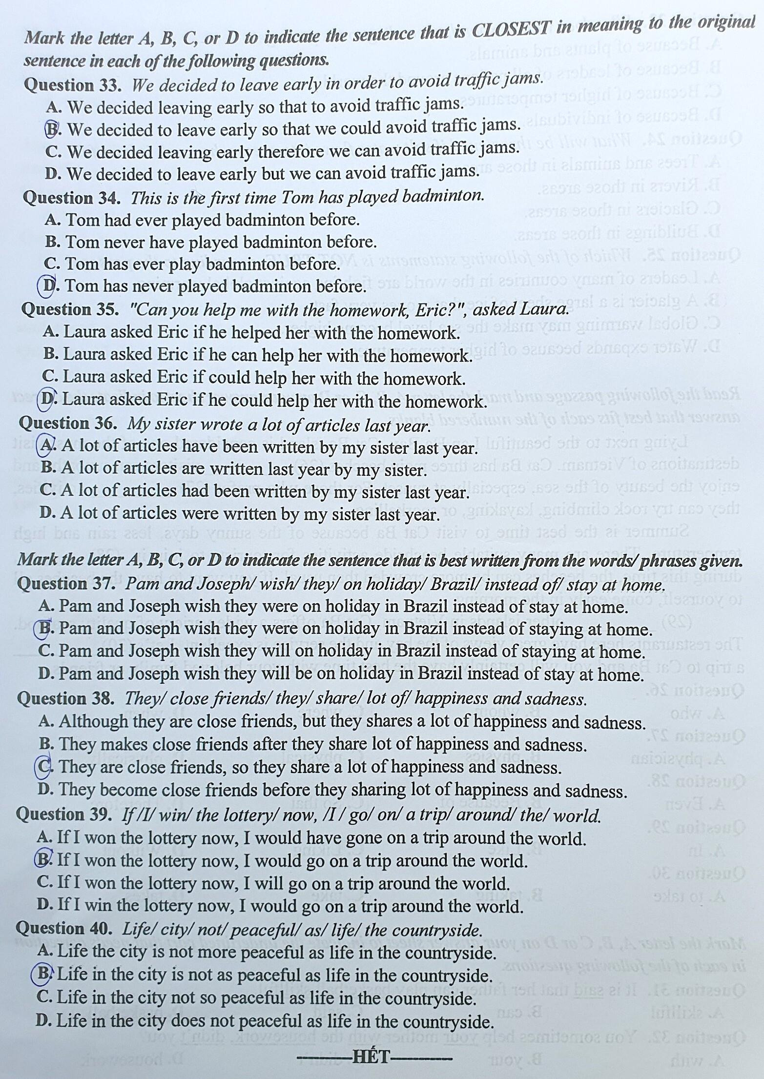 Đề tiếng Anh thi vào lớp 10 ở Hà Nội tăng thêm 10 câu hỏi - 4