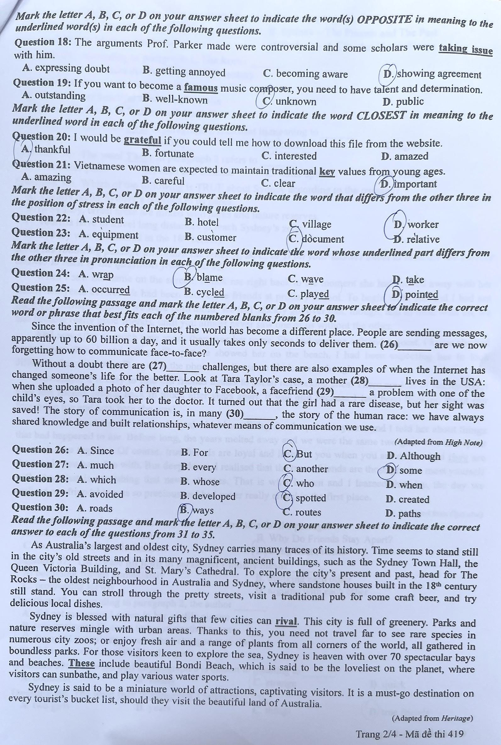 Đề tiếng Anh thi tốt nghiệp THPT 2022 - 2