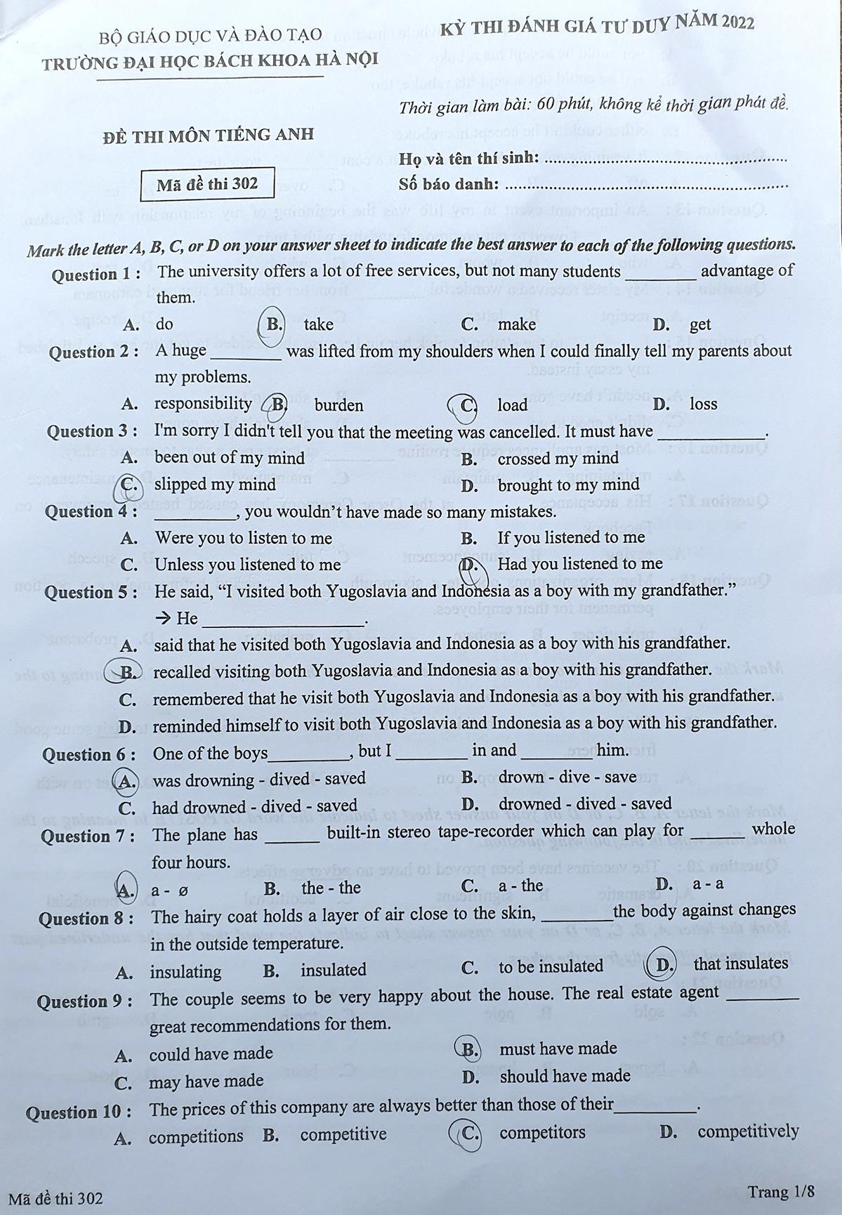 Đề thi đánh giá tư duy của Đại học Bách khoa Hà Nội dài 18 trang - 11