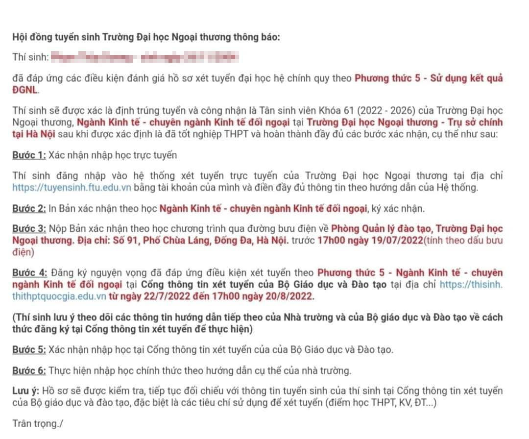 Đại học Ngoại thương lên tiếng về vấn đề liên quan thư báo trúng tuyển - 4