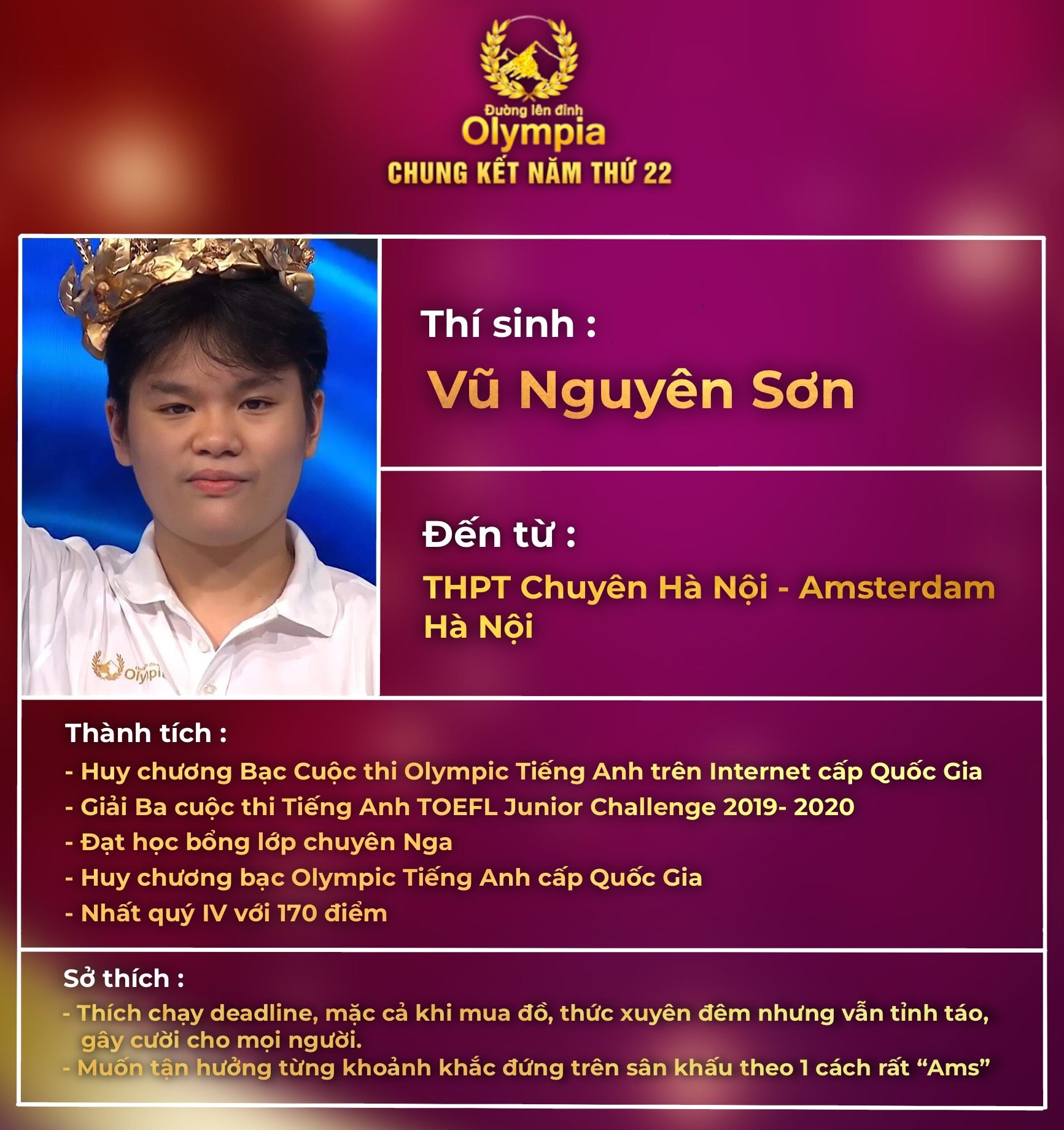 Thành tích ấn tượng của 4 thí sinh thi đấu chung kết Đường lên đỉnh Olympia 2022 - 4