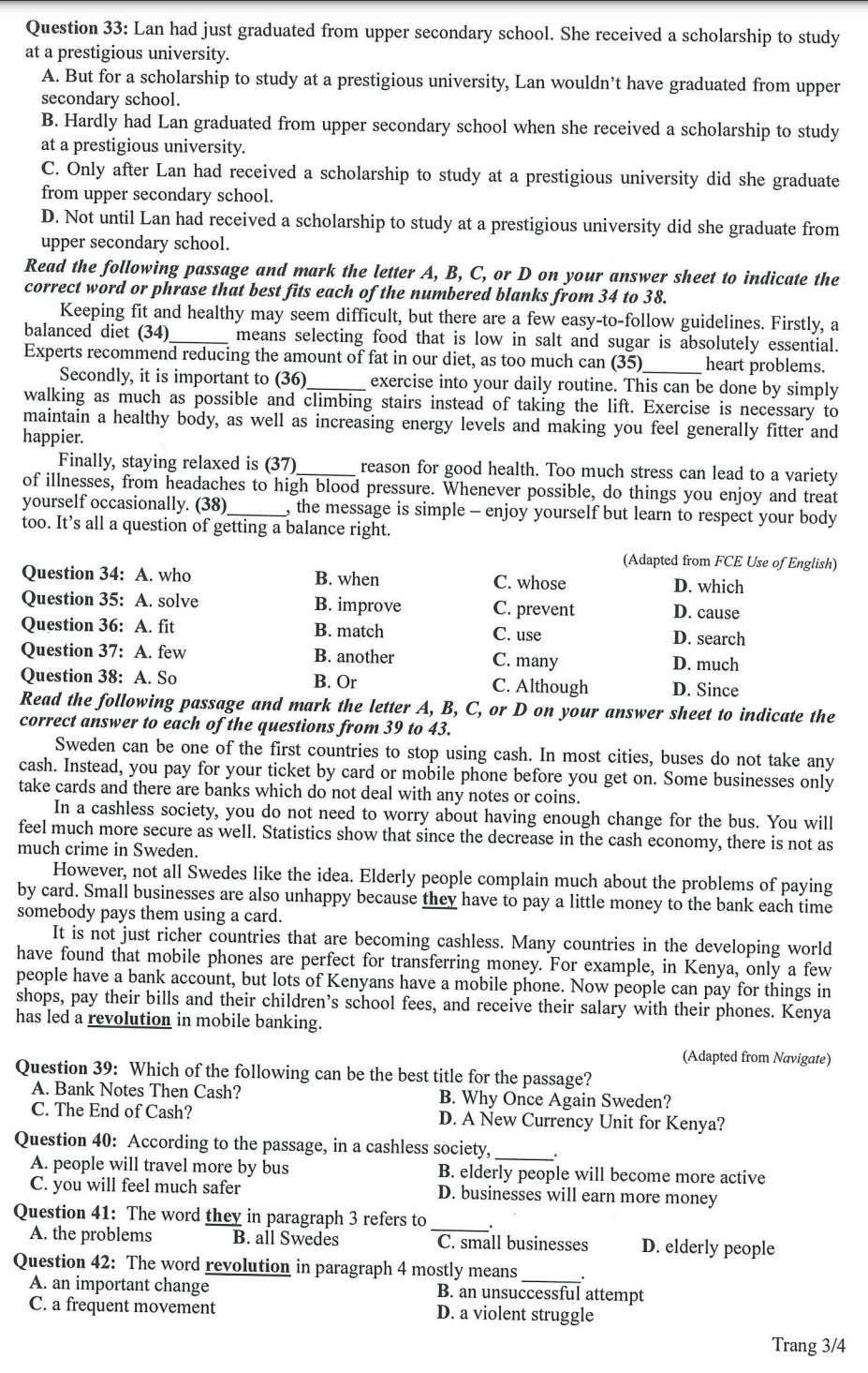 Gợi ý đáp án môn tiếng Anh đề minh hoạ thi tốt nghiệp THPT 2023 - 4