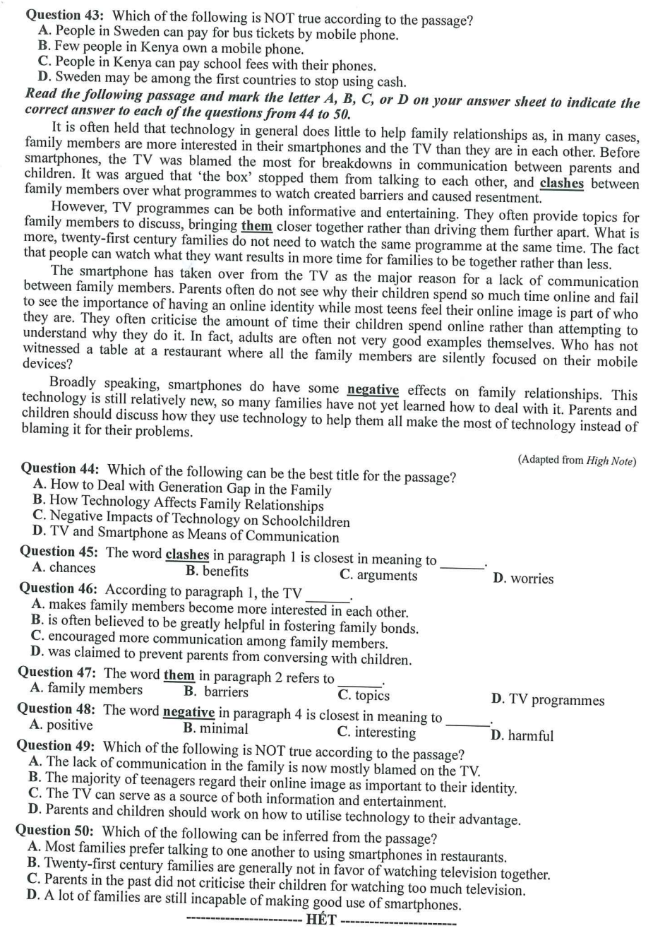 Gợi ý đáp án môn tiếng Anh đề minh hoạ thi tốt nghiệp THPT 2023 - 5