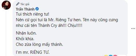 Trấn Thành đạp trên dư luận, tự nhận biệt danh mới là Mr. Riêng Tư - 3