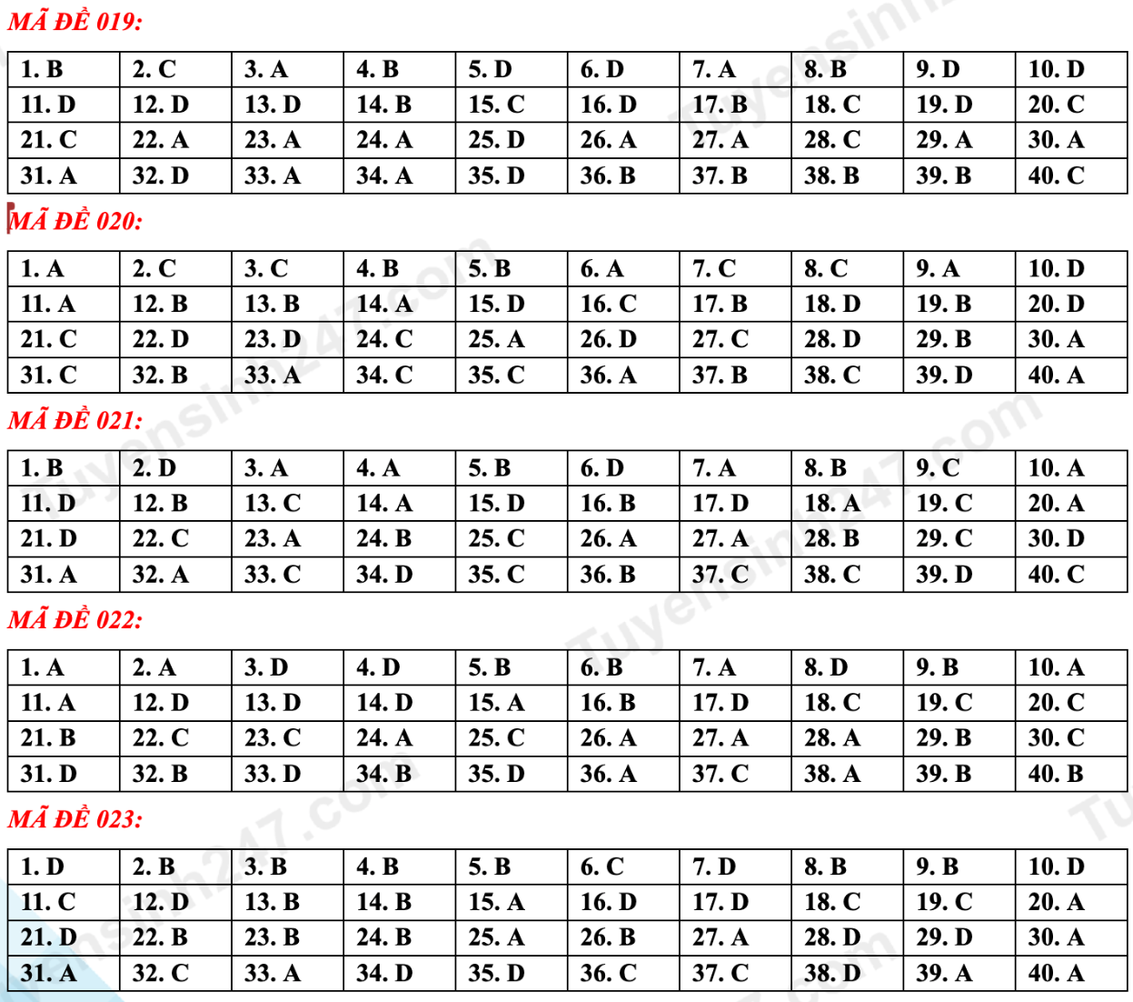 Gợi ý đáp án tất cả mã đề thi tuyển sinh lớp 10 môn Anh Hà Nội năm 2023 - 10