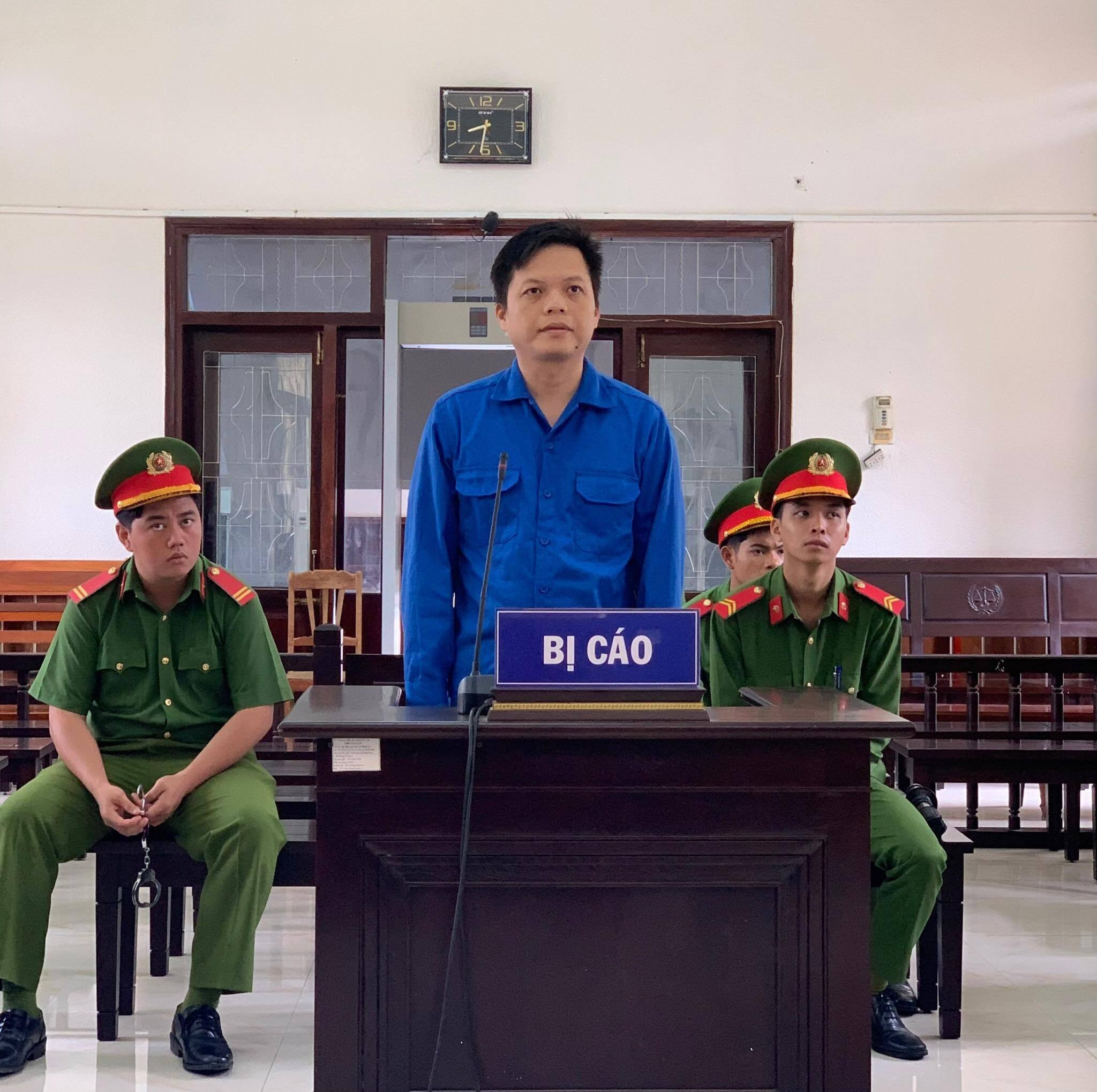 Huỳnh Minh Trí tại phiên tòa sơ thẩm. (Ảnh: K.T)