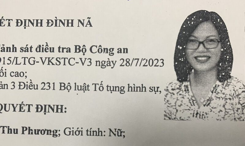 Quyết định đình nã đối với Nguyễn Thị Thu Phương.