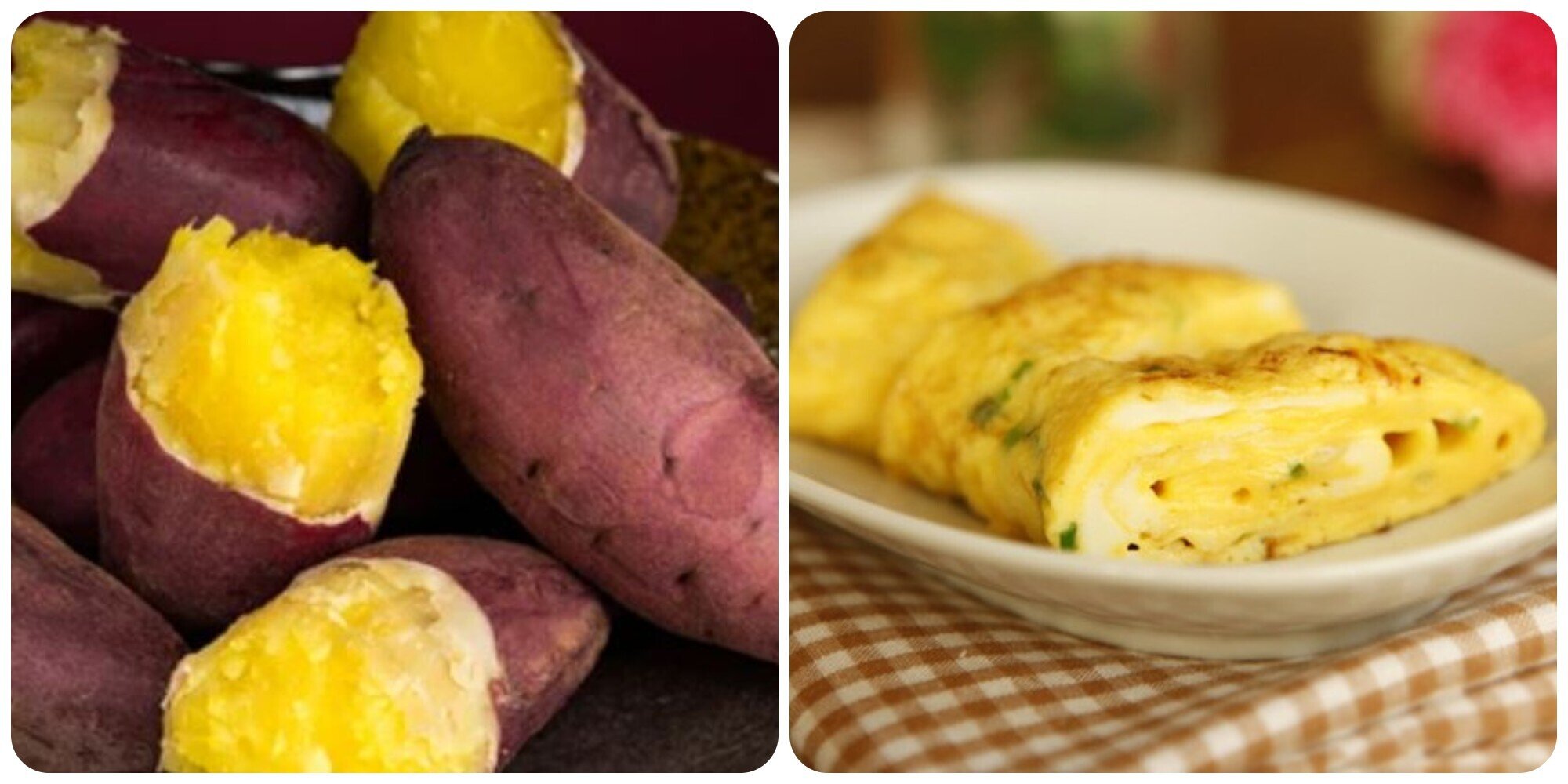 Khoai lang, trứng gà là hai thực phẩm tốt cho sức khỏe nên ăn vào bữa sáng.