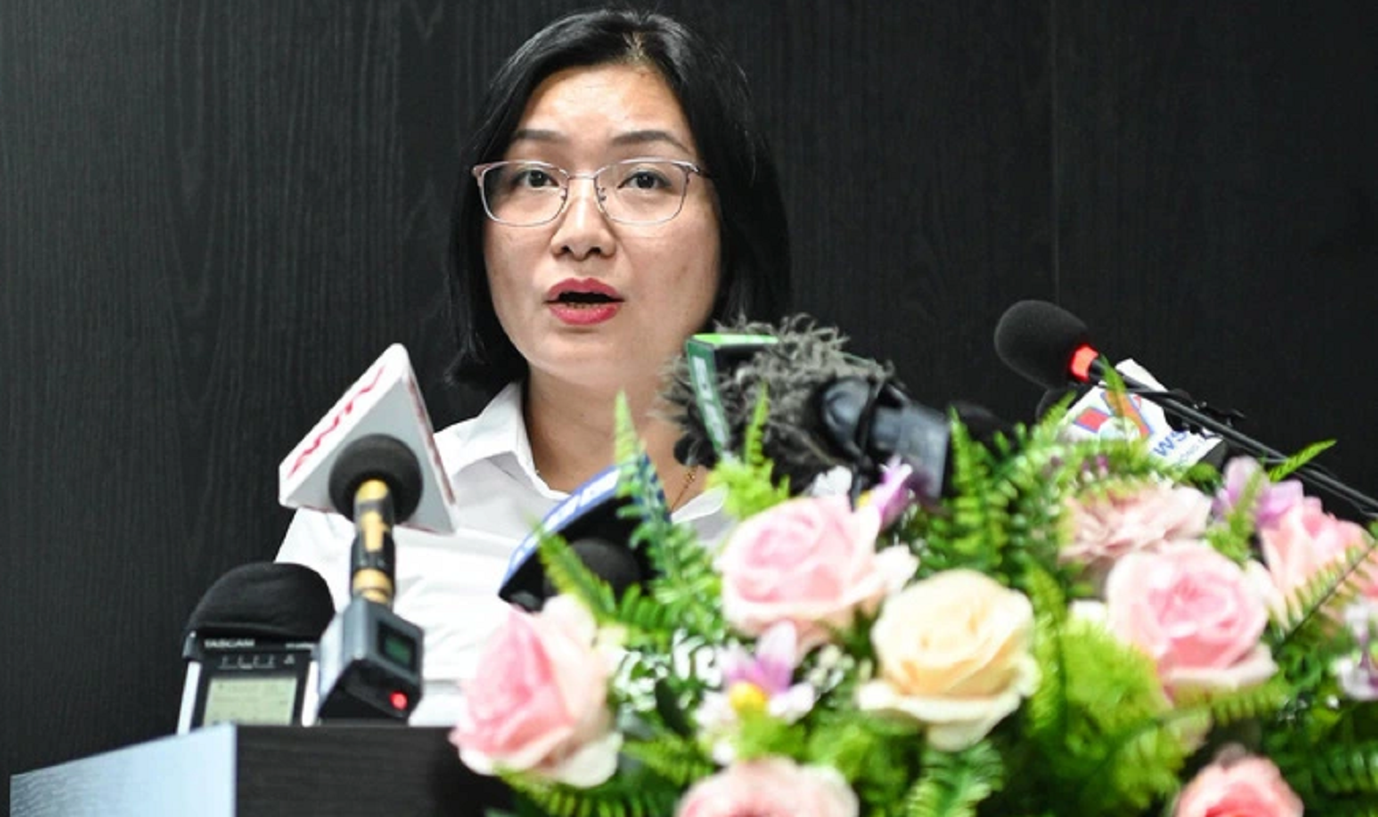 Bà Lâm Thị Mai Anh - giám đốc công ty tại buổi họp báo ngày 22/8.