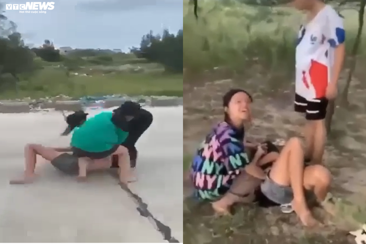 Nhiều clip ghi lại cảnh nữ sinh lớp 8 ở Hà Tĩnh bị bạn hành hung. (Ảnh cắt từ clip)