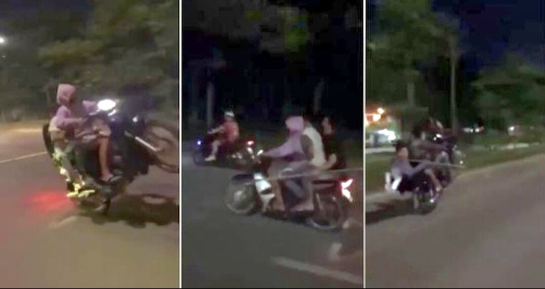 Nhóm thanh thiếu niên bốc đầu xe máy gây náo loạn trên đường phố Bắc Ninh vào tối 11/9.