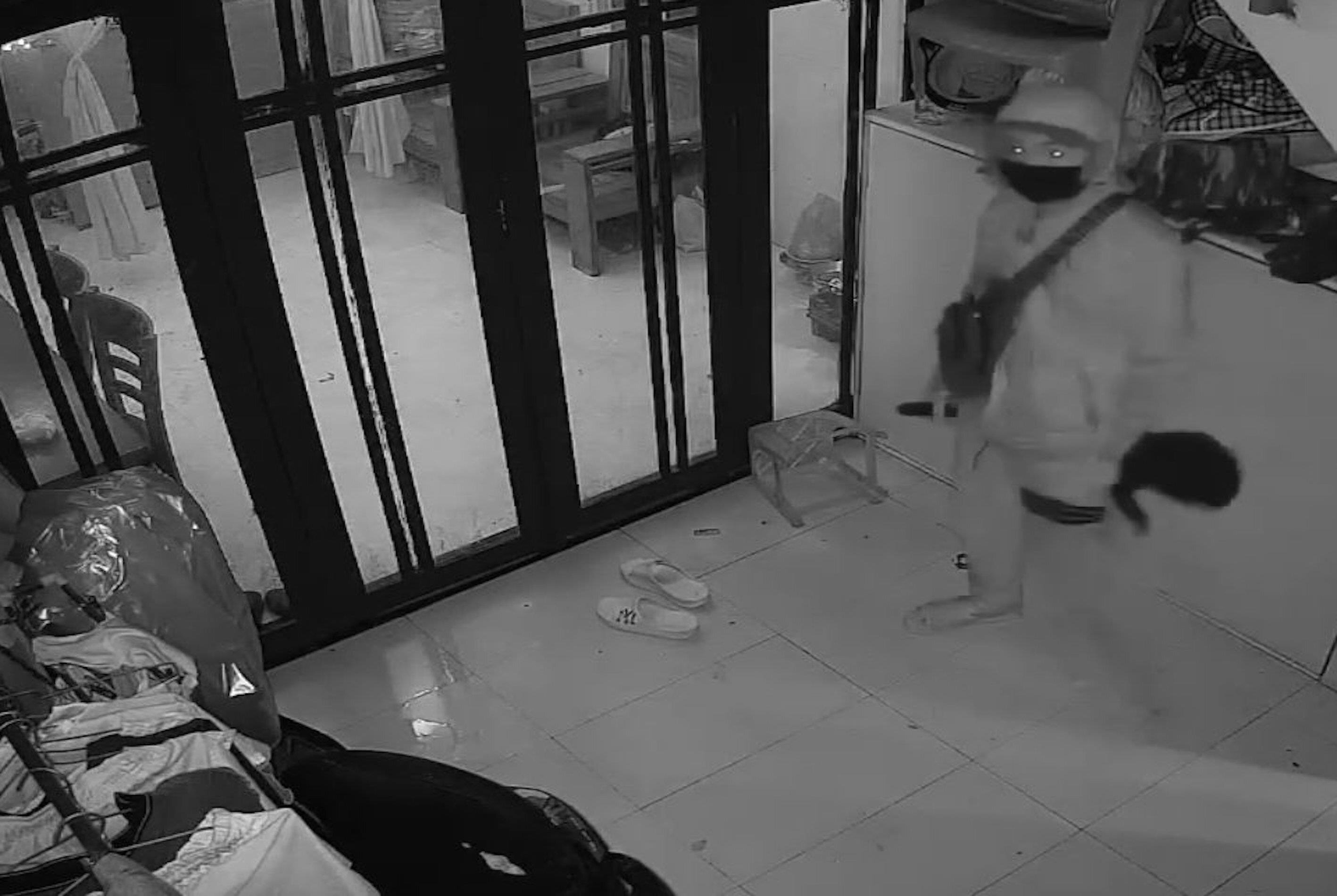 Camera an ninh ghi lại quá trình đột nhập nhà dân thực hiện hành vi trộm cắp của Hiếu và Dự. (Ảnh: Công Quang)