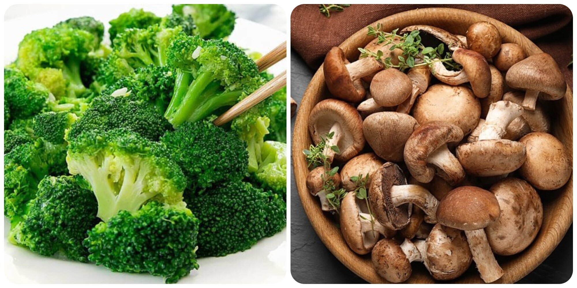 Bông cải xanh và nấm là hai loại rau rất giàu dinh dưỡng