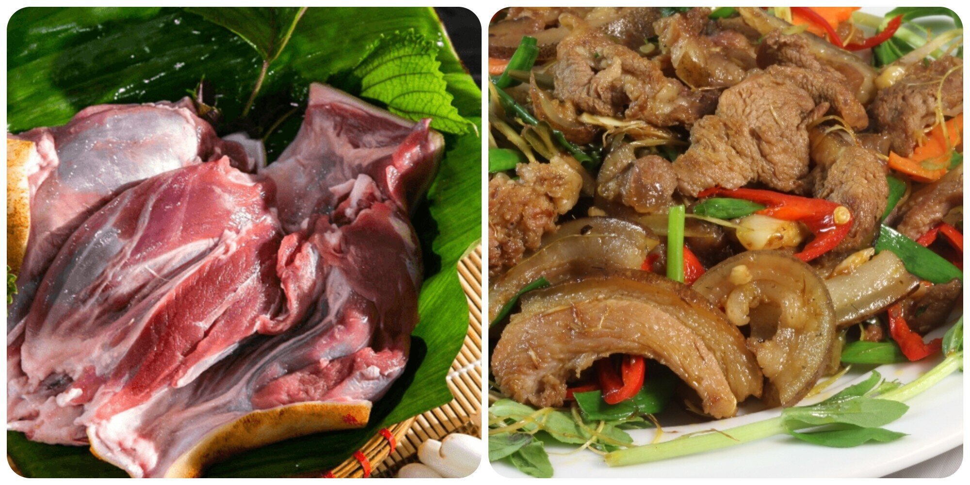 Thịt dê (trái) và thịt thỏ rất giàu protein.