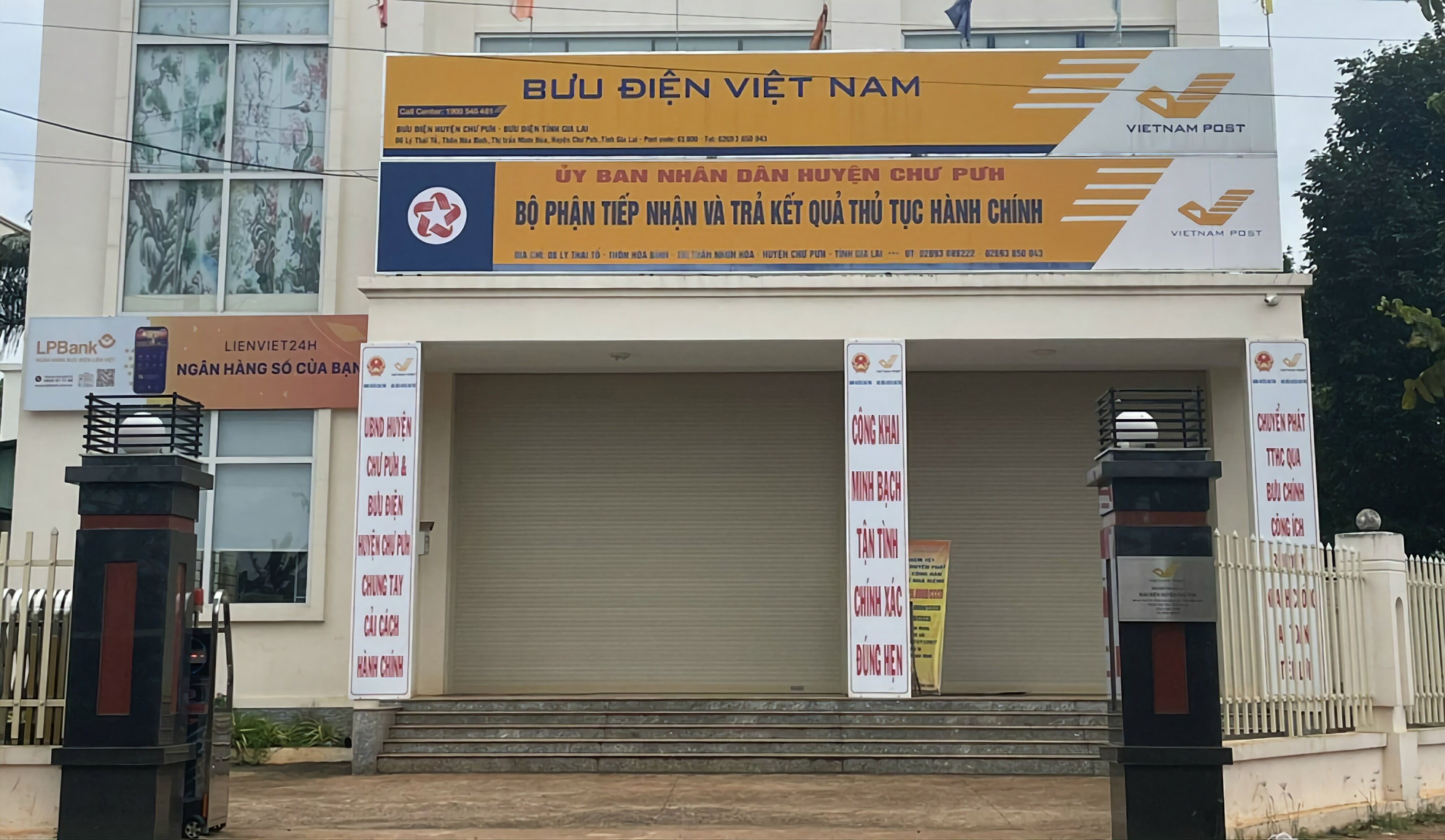 Bưu điện huyện Chư Pưh, nơi bà Nguyễn Thị Hồng Nga làm việc trước khi bị bắt.