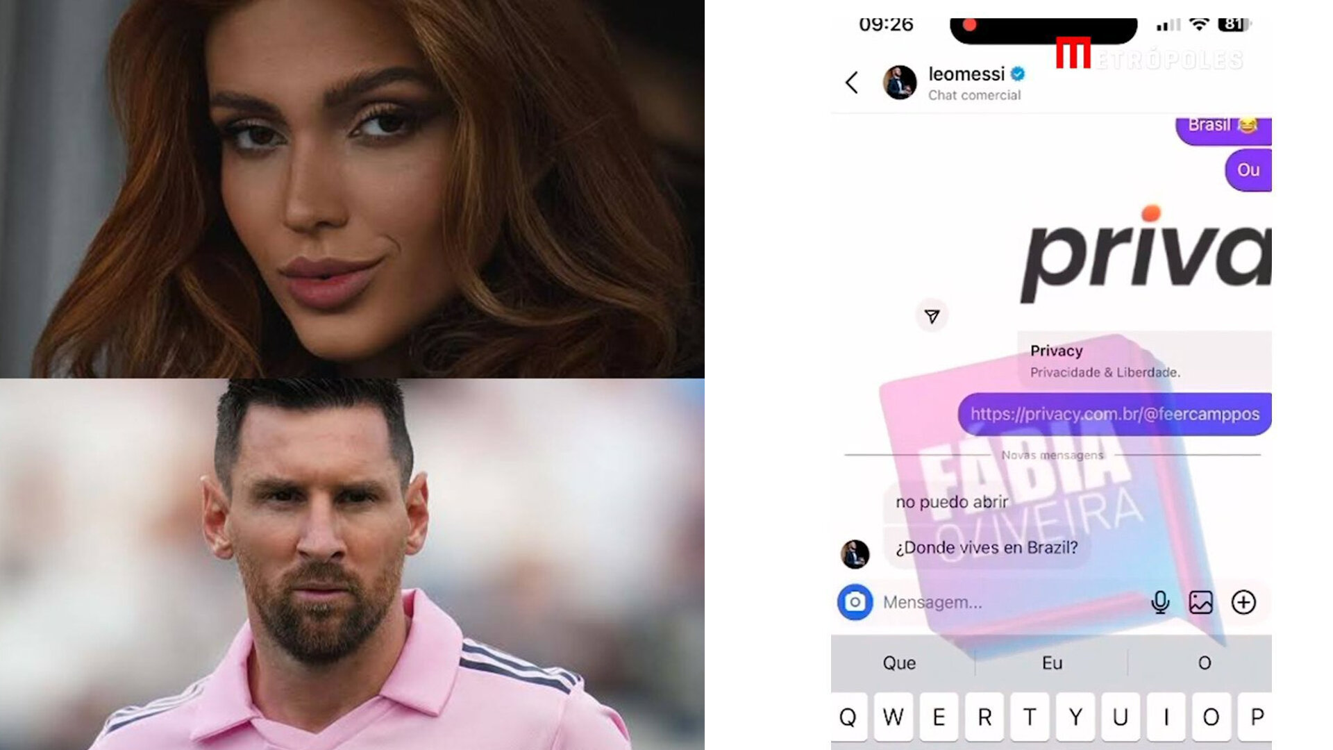 Người mẫu Fernanda Campos tiết lộ tin nhắn với Messi.