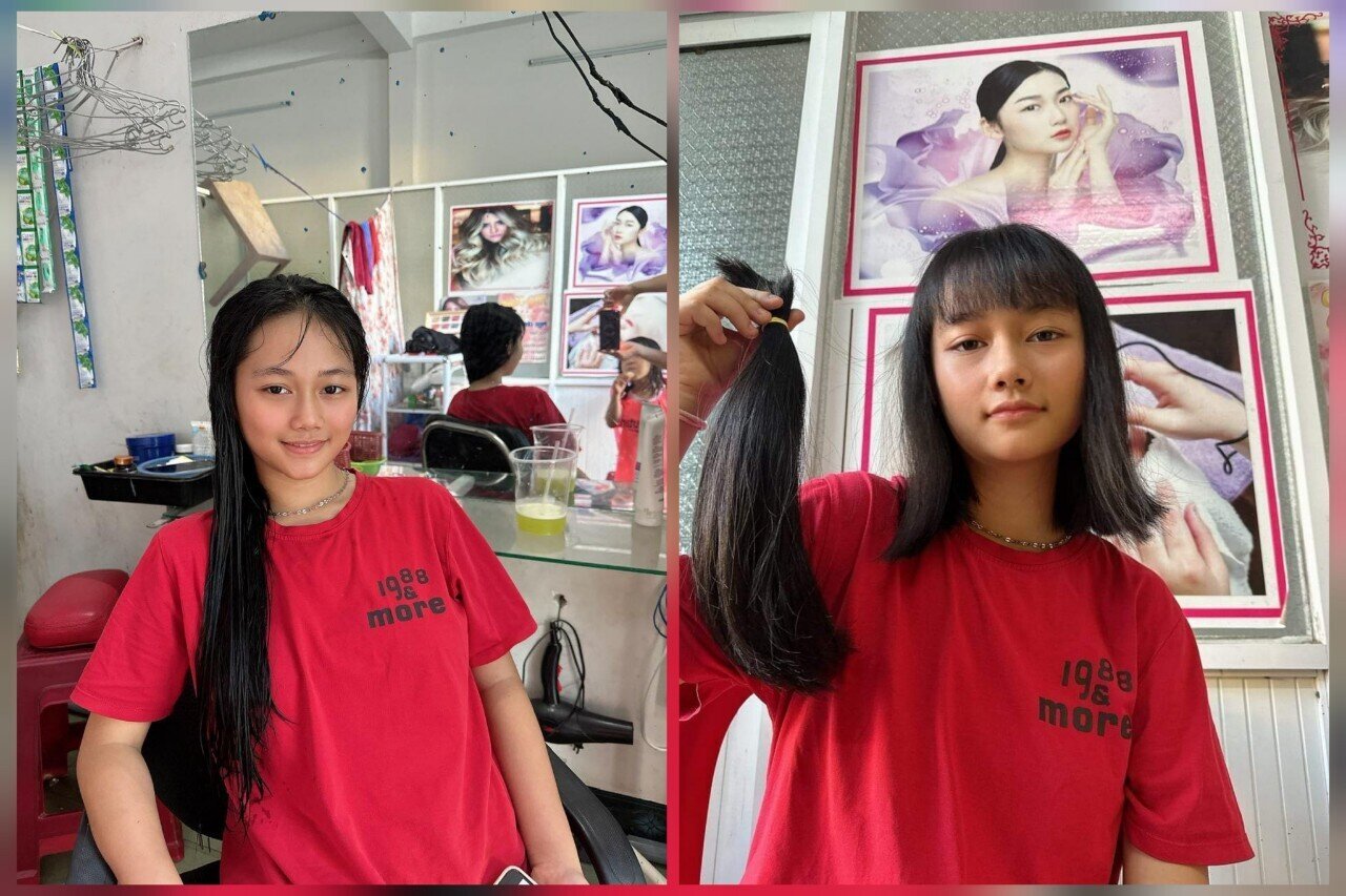 Mái tóc dài Dương nuôi 3 năm để gửi tặng bệnh nhân ung thư (Ảnh: NVCC)