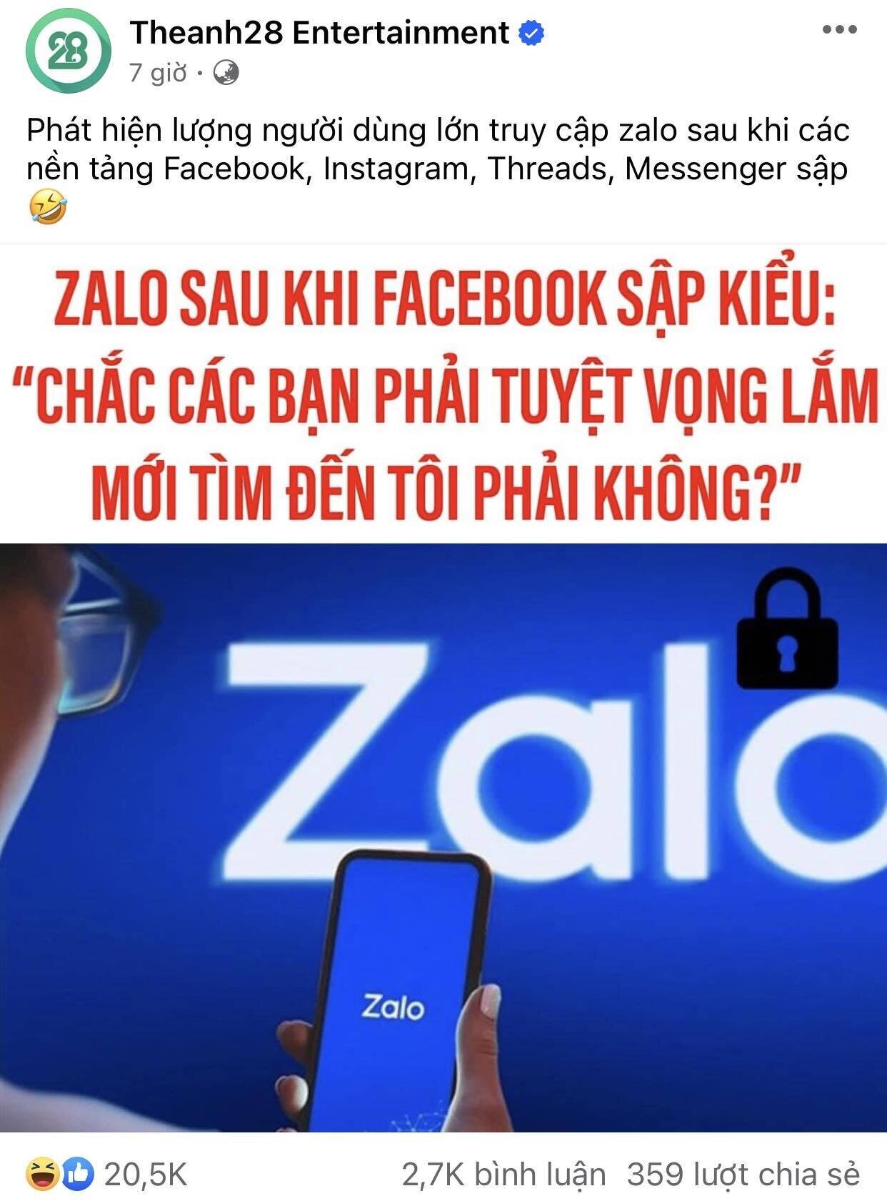Nhà nhà người người đua nhau vào Zalo khi Facebook xảy ra sự cố. (Ảnh: Thế Anh 28)