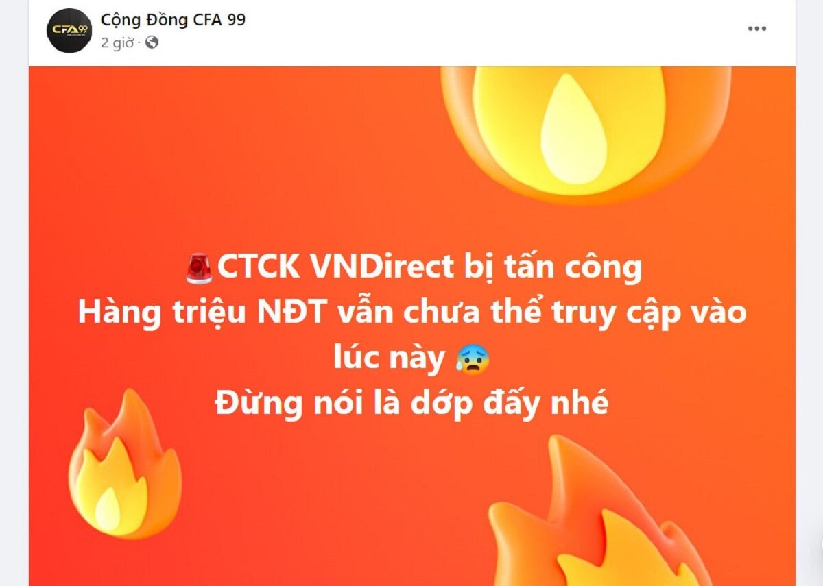 VNDirect bị sập gây xôn xao cộng đồng mạng sáng 25/3. (Ảnh chụp màn hình).