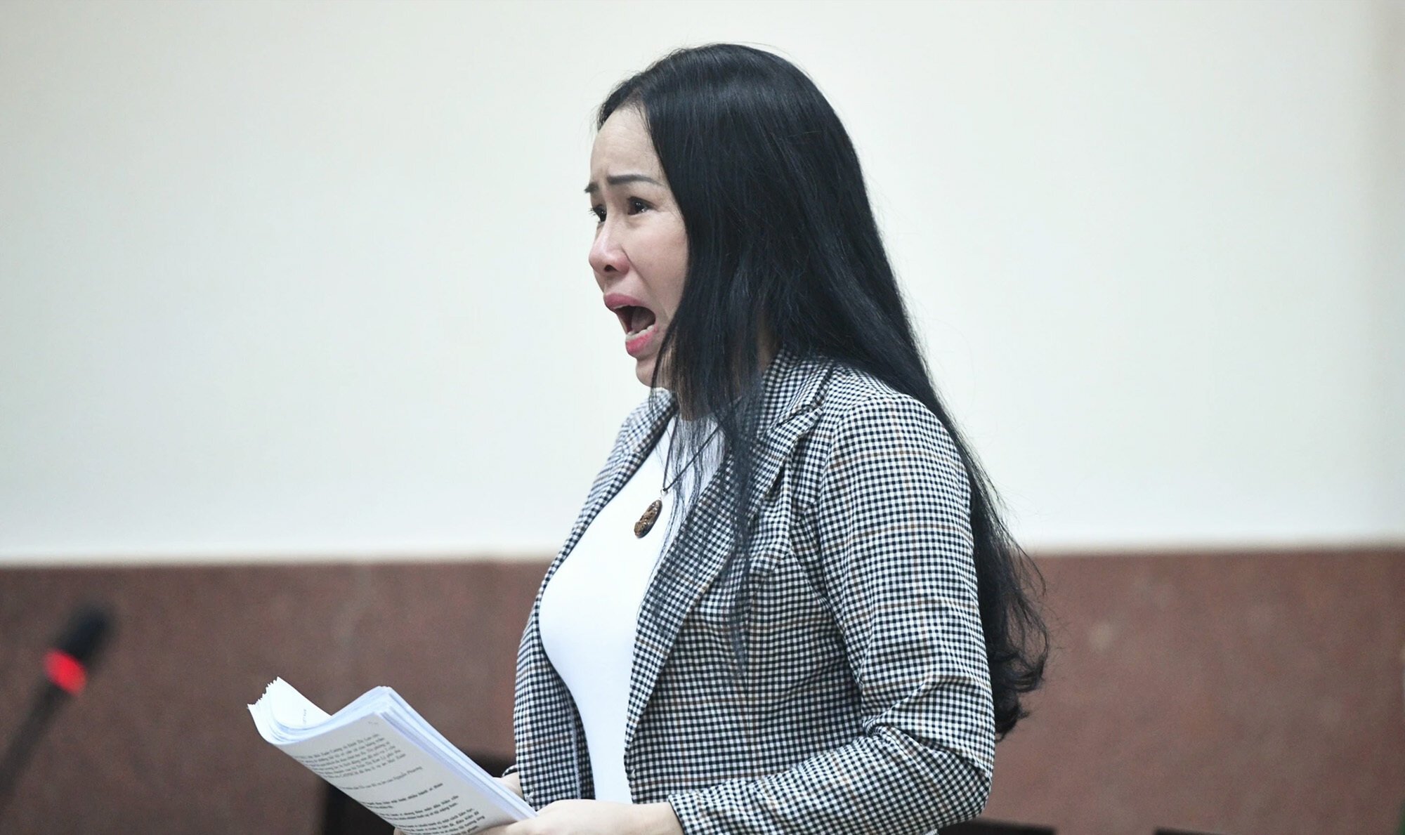 Bà Đinh Thị Lan tại phiên tòa hôm 11/3. (Ảnh: Duy Hiệu)