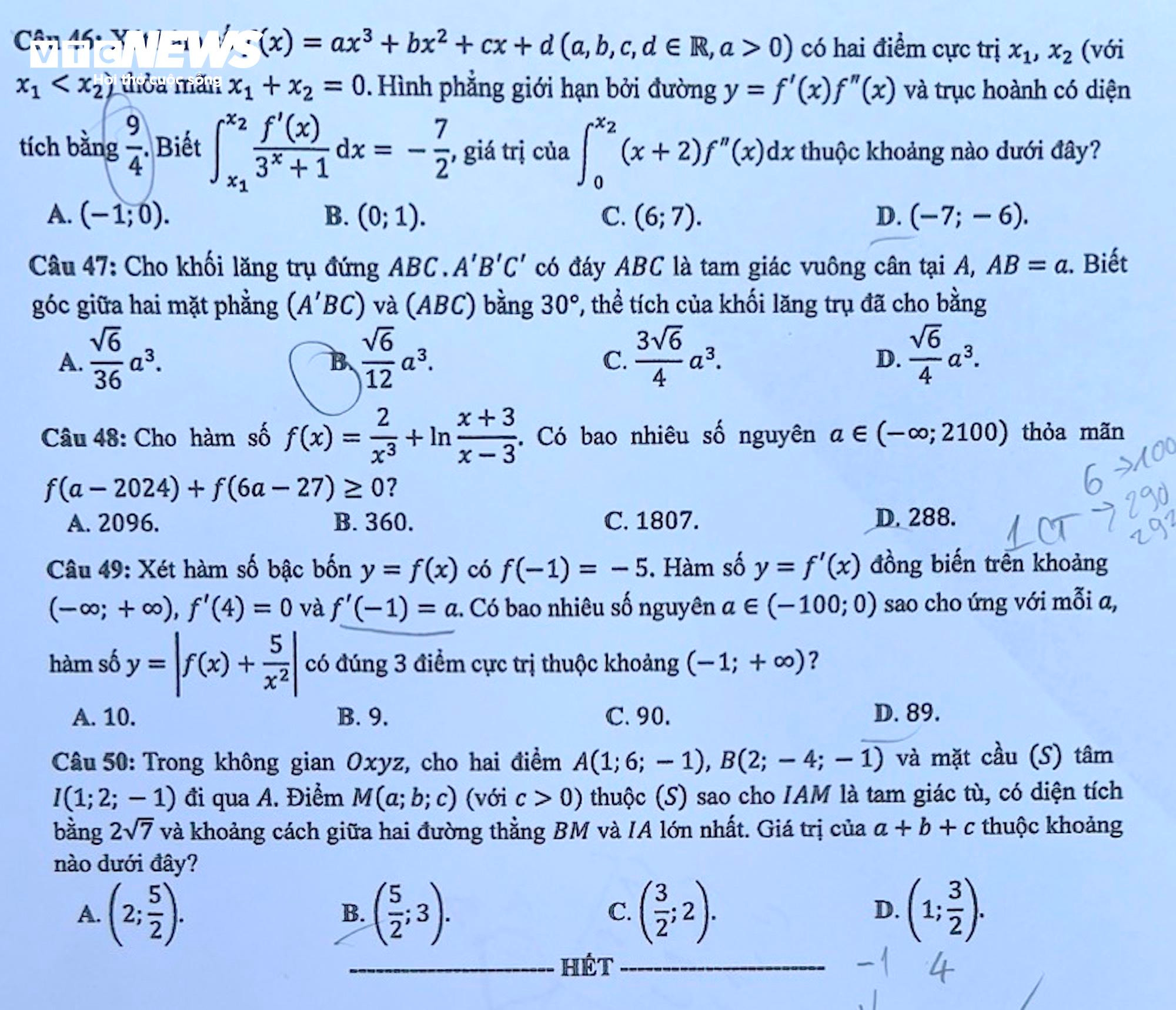 Đề Toán thi tốt nghiệp THPT 2024 - 5