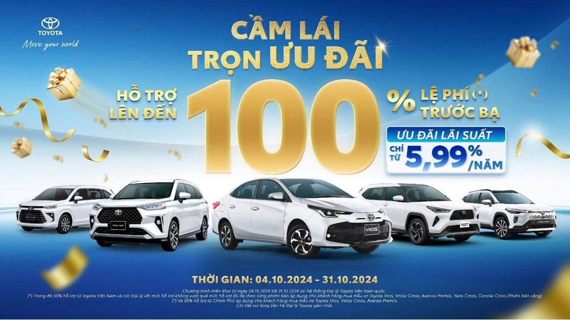 Nhận ngay ưu đãi 100% lệ phí trước bạ khi mua xe Toyota trong tháng 10 - 1