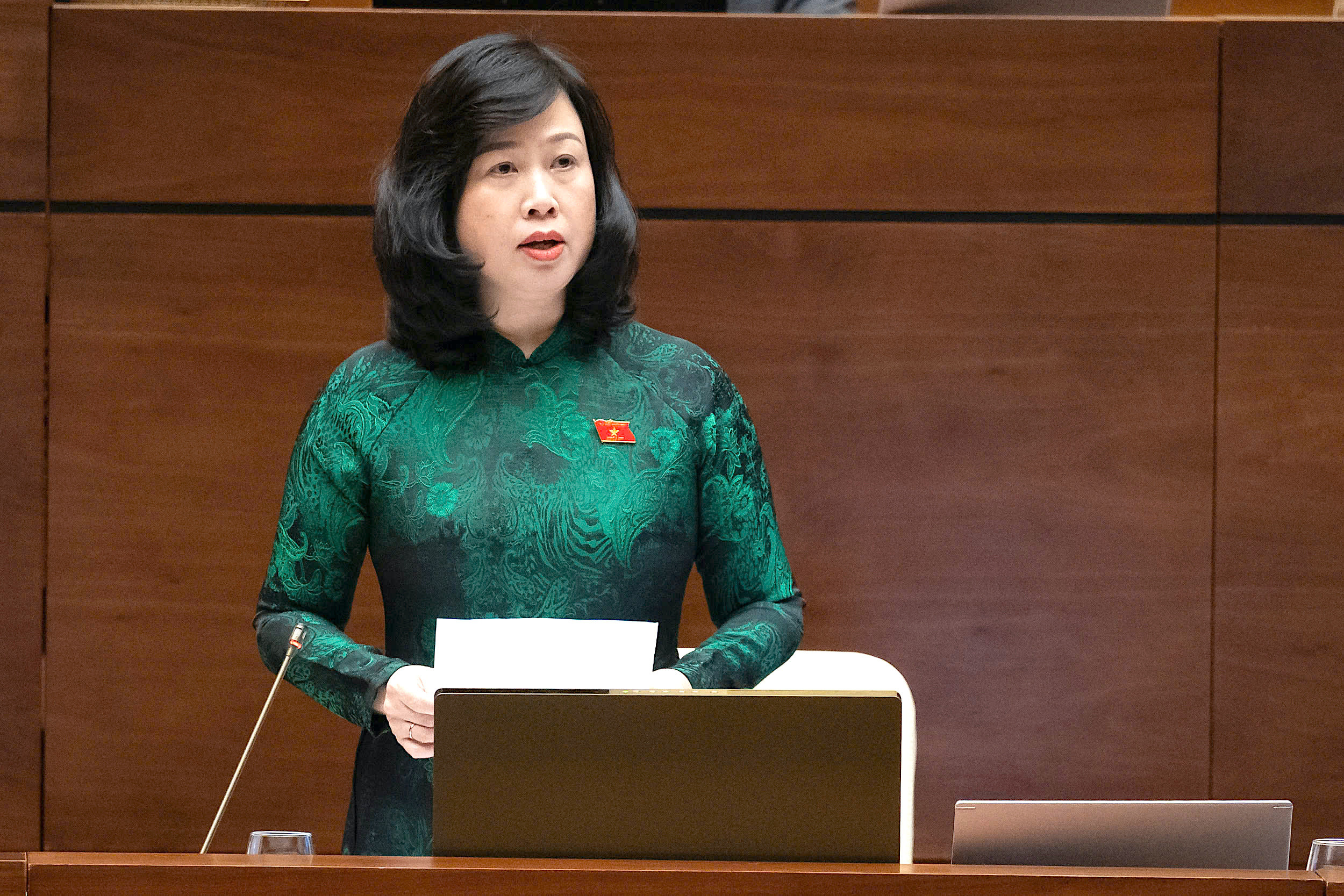 Bộ trưởng Y tế Đào Hồng Lan trả lời chất vấn sáng nay.