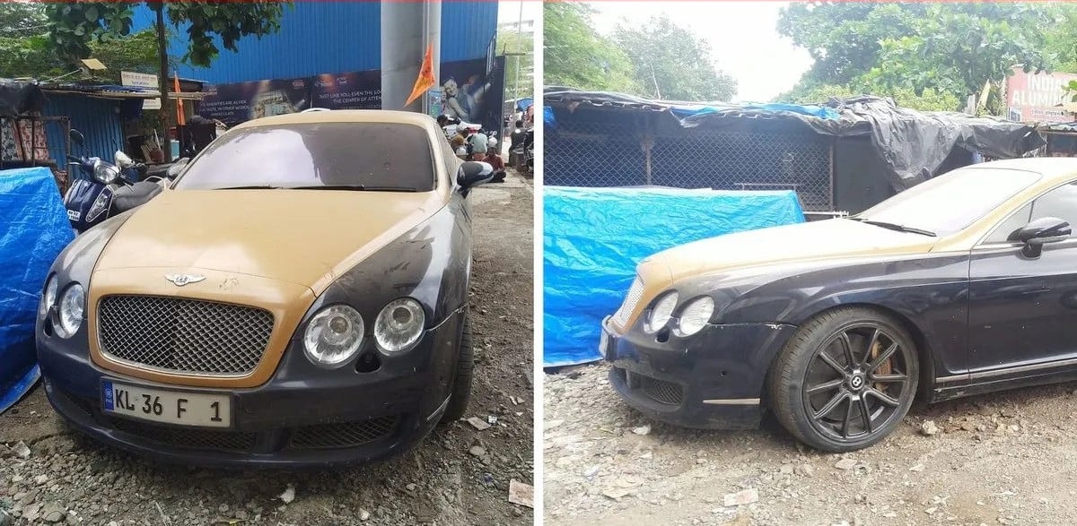 Bentley Continental GT bị bỏ rơi ở Mumbai. (Ảnh: Cartoq)