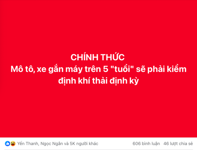 Bài đăng về việc xe môtô, xe gắn máy thu hút nhiều lượt tương tác và bình luận trên mạng xã hội. (Ảnh chụp màn hình)