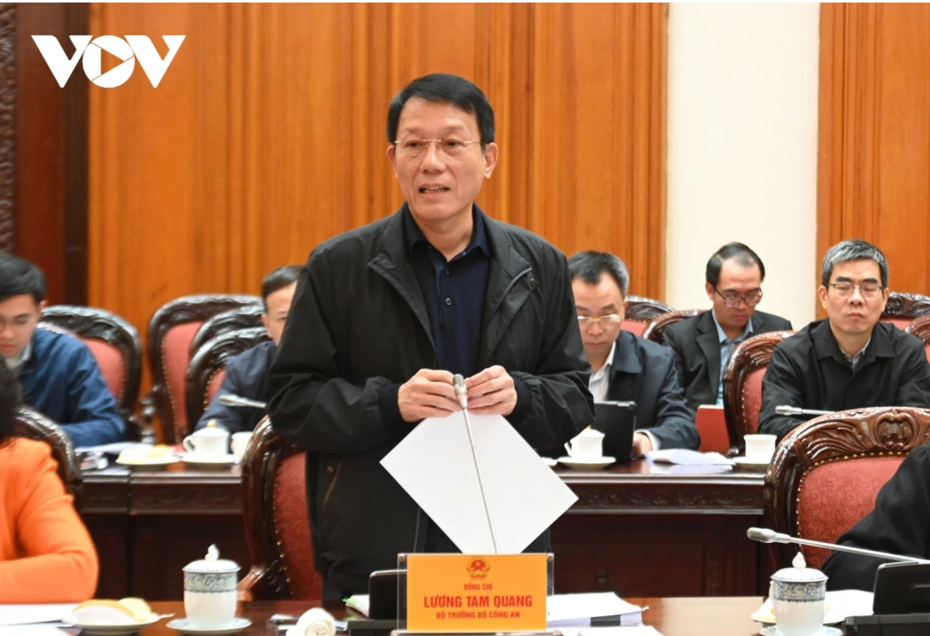 Bộ trưởng Công an Lương Tam Quang phát biểu.