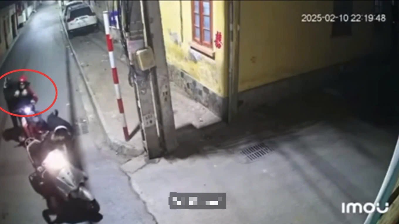 Hình ảnh cô gái bị nhóm thanh niên chặn đường, cướp tài sản được camera an ninh ghi lại.