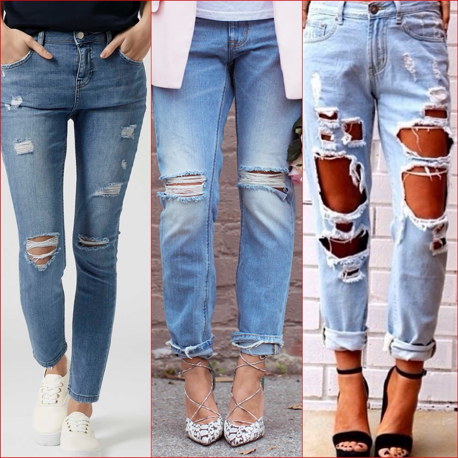 Quần jeans có thiết kế quá phá cách không phù hợp với nơi làm việc. (Ảnh: Blogspot)